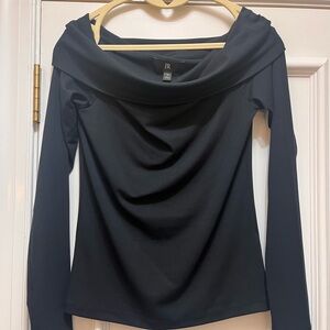 Black Off-Shoulder Long Sleeve Top